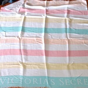 Victoria's Secret Pastel Stripe Throw — Pink, Aqua, Cream, Yellow